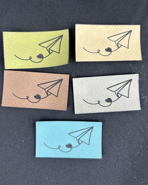 Kunstleder Label Papierflieger