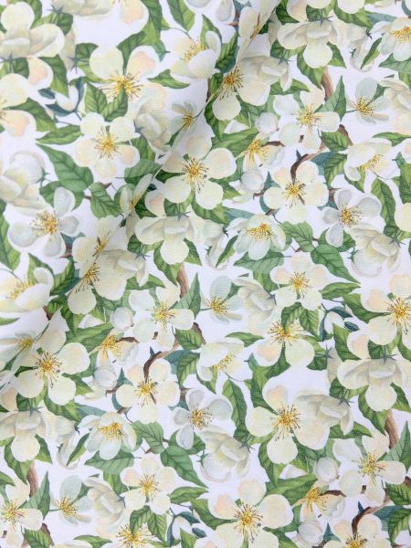Canvas Baumwolle Digital Kirschblüten Weiß