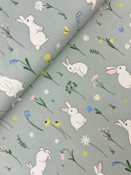 Canvas Baumwolle Hase Dusty Mint