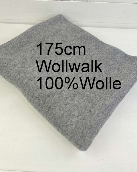 RESTSTÜCK Wollwalk 175cm Grau/Blau meliert