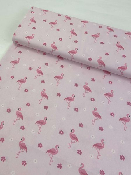 Baumwoll-Webware Kleiner Flamingo Rosa