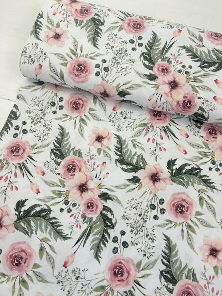 Baumwoll Webware Watercolor Rose