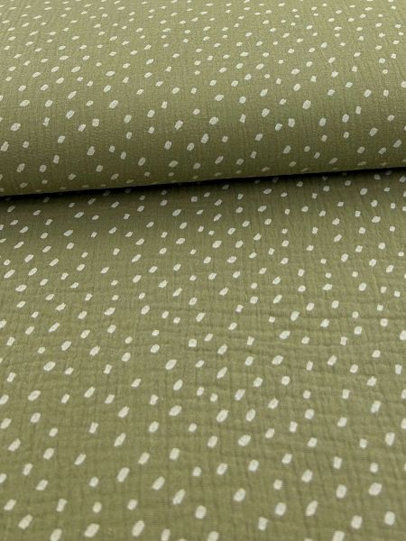 Musselin Pünktchen Olive