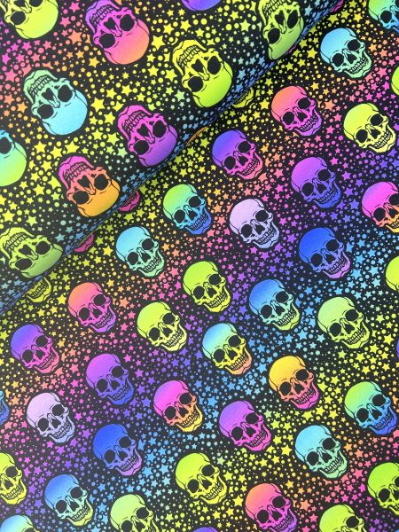 Baumwolljersey Neon Skulls