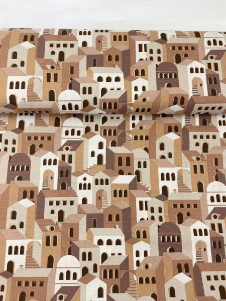 Canvas Stoff Baumwolle Stadt Häuser
