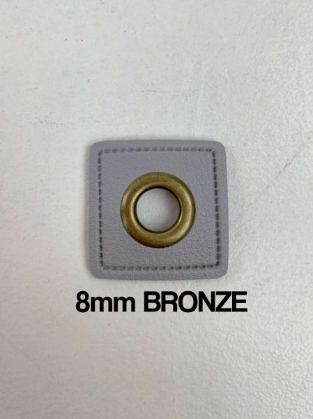 Öse auf Kunstleder GRAU 8mm Bronze