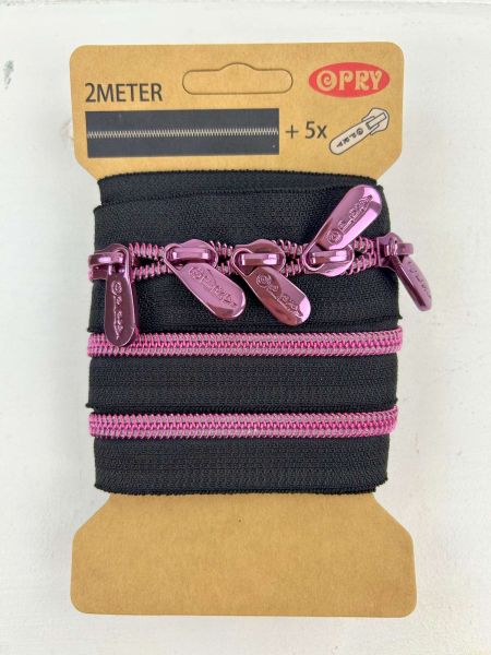 2 Meter Endlosreissverschluss Metallic Pink