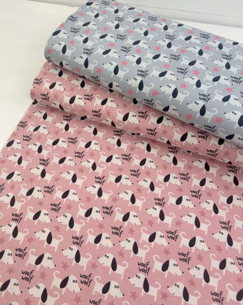 Baumwolljersey Woof Woof Hunde & Sterne