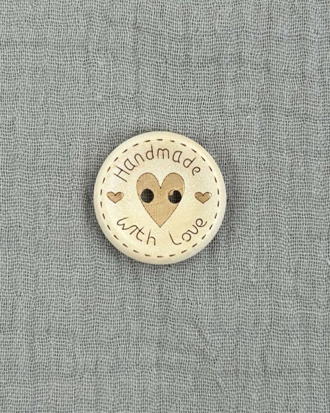7 Holz Knöpfe Handmade with Love Herz