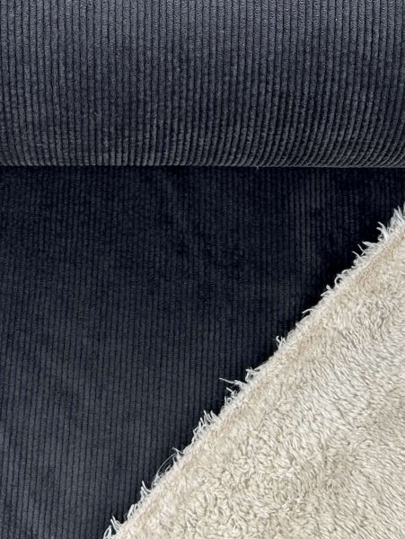 Cord Teddyplüsch Schwarz