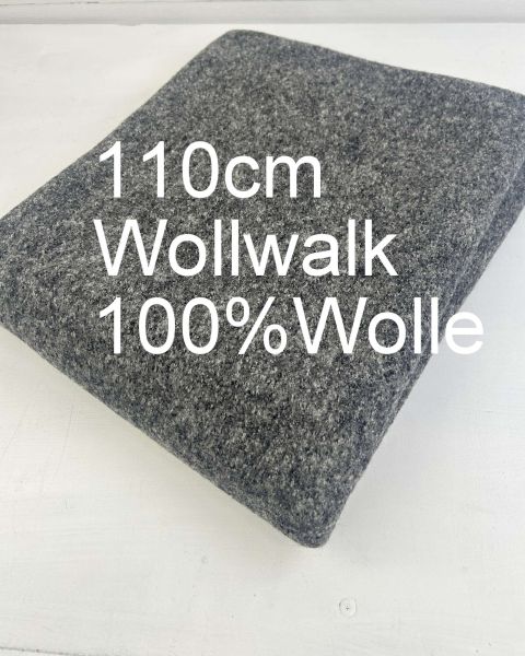 RESTSTÜCK Wollwalk 110cm Dunkelgrau meliert