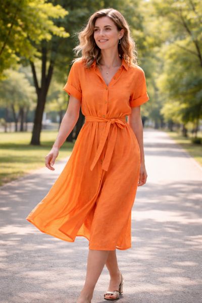 RESTSTÜCK 1,30m Sommer-Leinen Lina Uni ORANGE