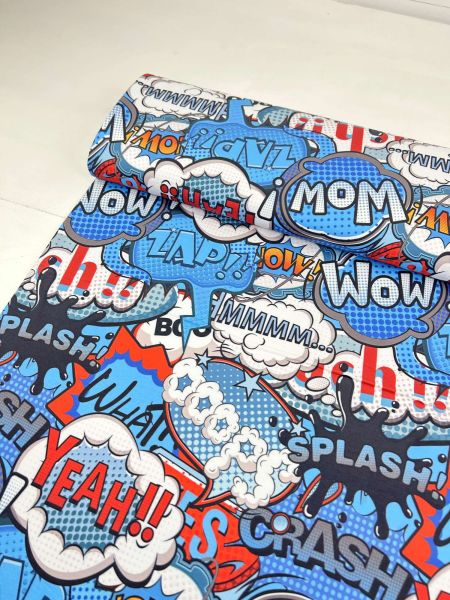 French Terrry Comic ROT/BLAU 200cm
