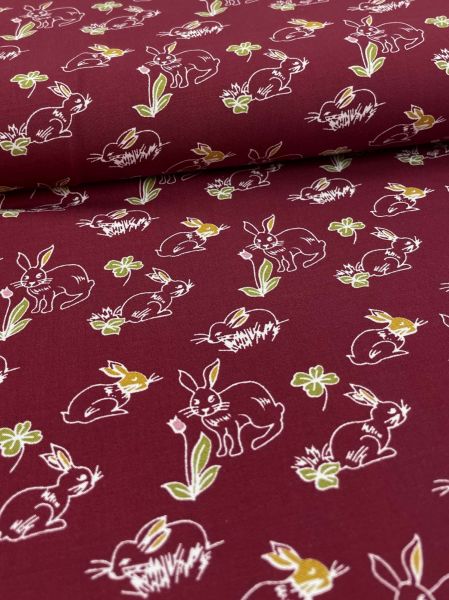 Viscose-Webware Hase Dunkelrot