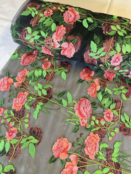 Blumen-Spitzen-Tüll Schwarze Rose